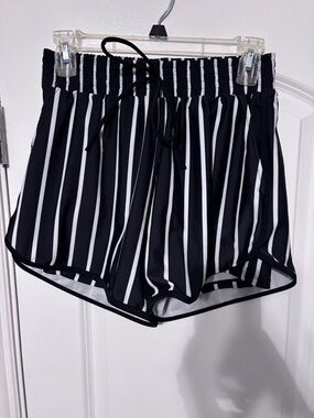 Black and White Striped Women’s Drawstring Shorts Size Medium